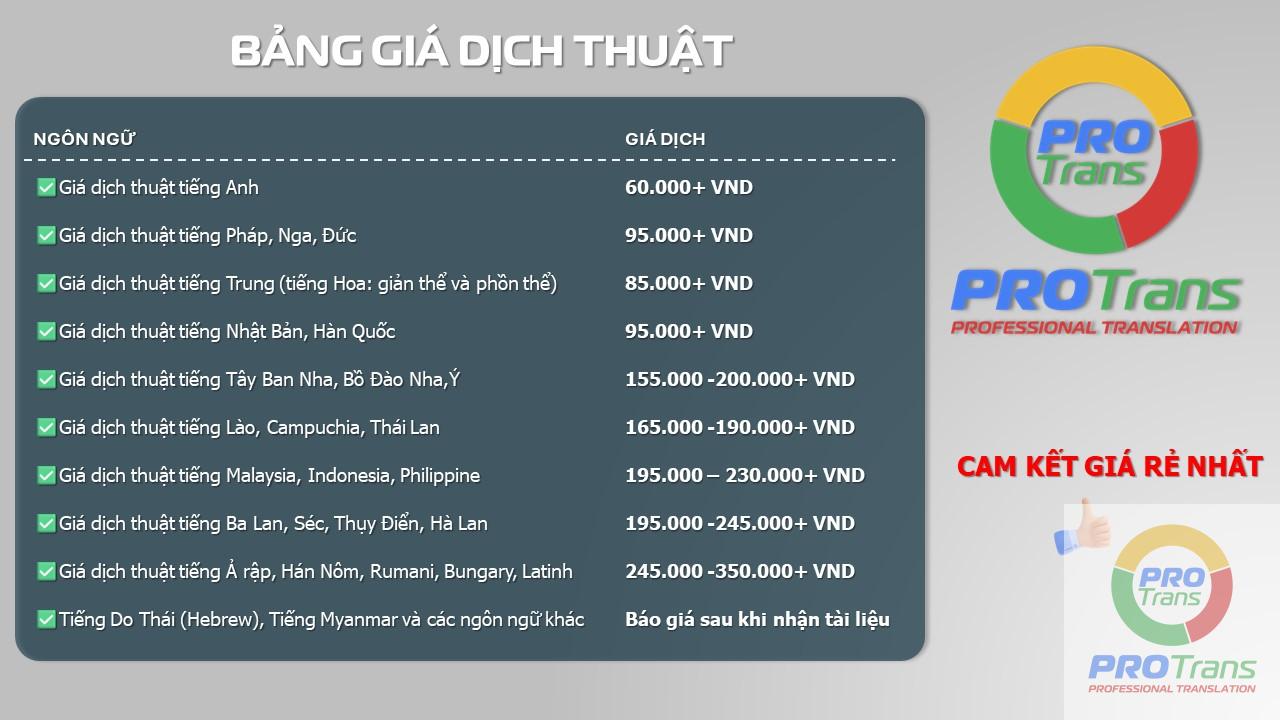 Báo giá dịch thuật công chứng Bảng điểm tại Sơn La