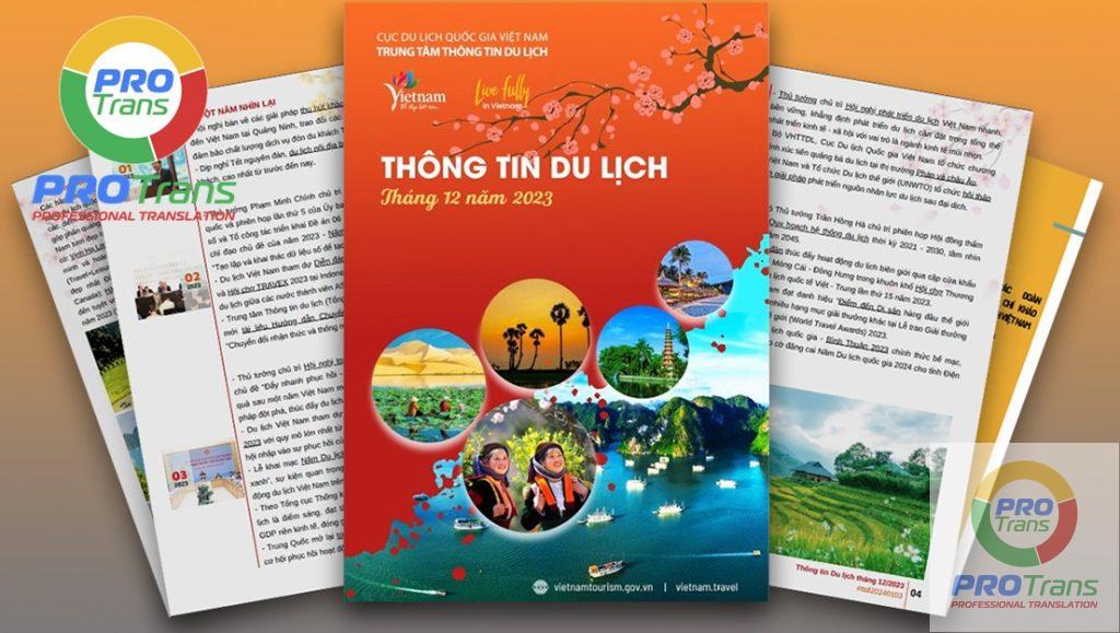 Mẫu bản dịch thuật tài liệu Du lịch – Lưu trú tại Quận 10 đối với nhóm ấn phẩm brochure giới thiệu đa ngôn ngữ.