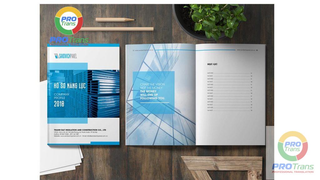Mẫu dịch thuật Hồ sơ năng lực cho khách hàng tại Quận 9