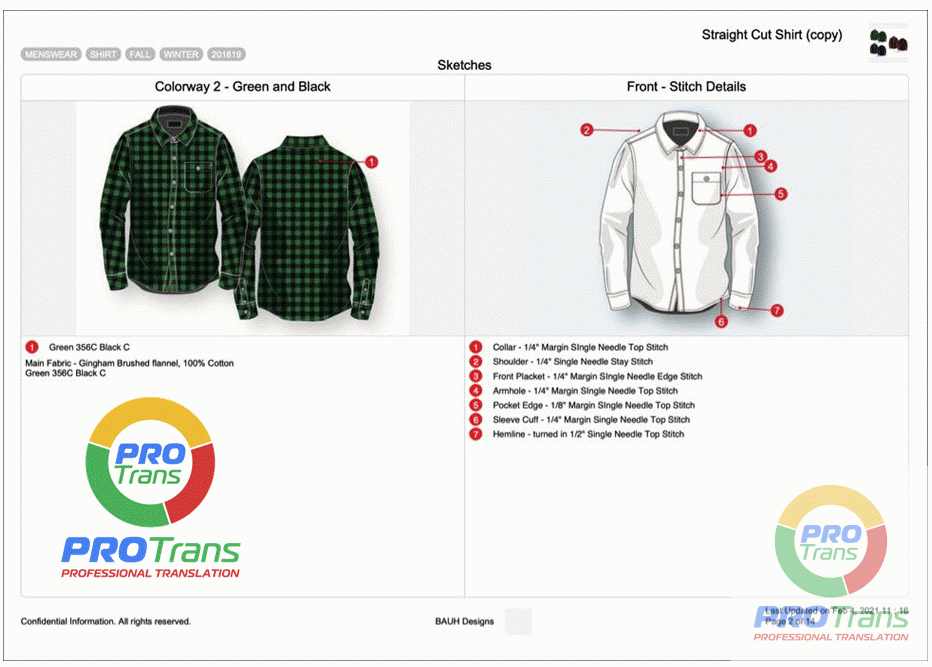 Dịch thuật tài liệu may mặc chuẩn xác tại PROTRANS