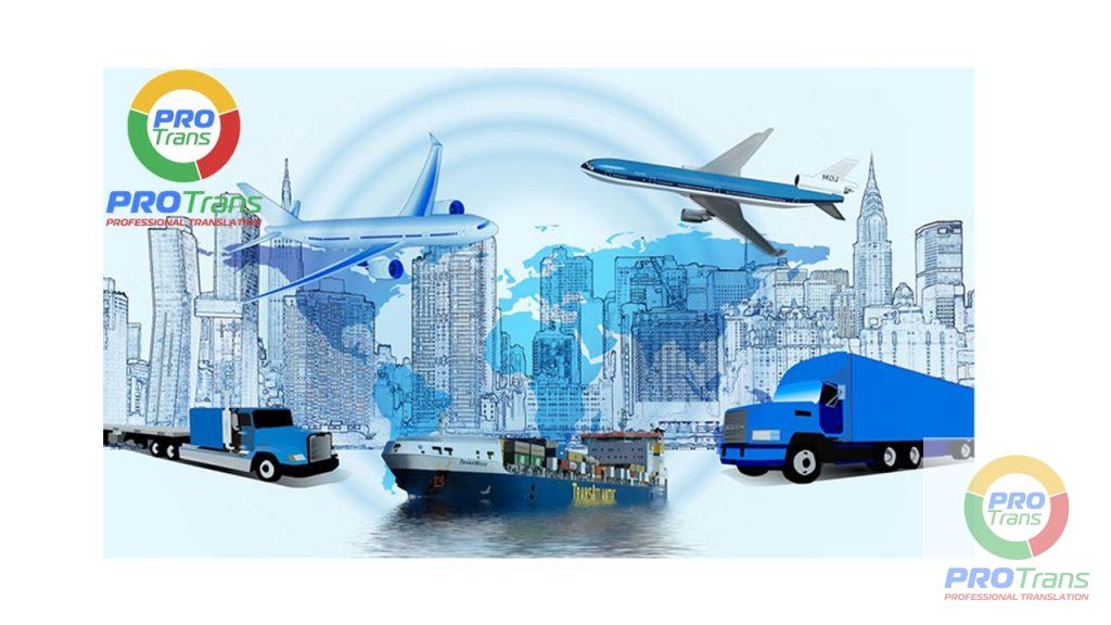Hình ảnh minh họa dịch vụ vận chuyển và logistics quốc tế của PROTRANS, hỗ trợ dịch thuật tài liệu thương mại cho xuất nhập khẩu hàng hóa.