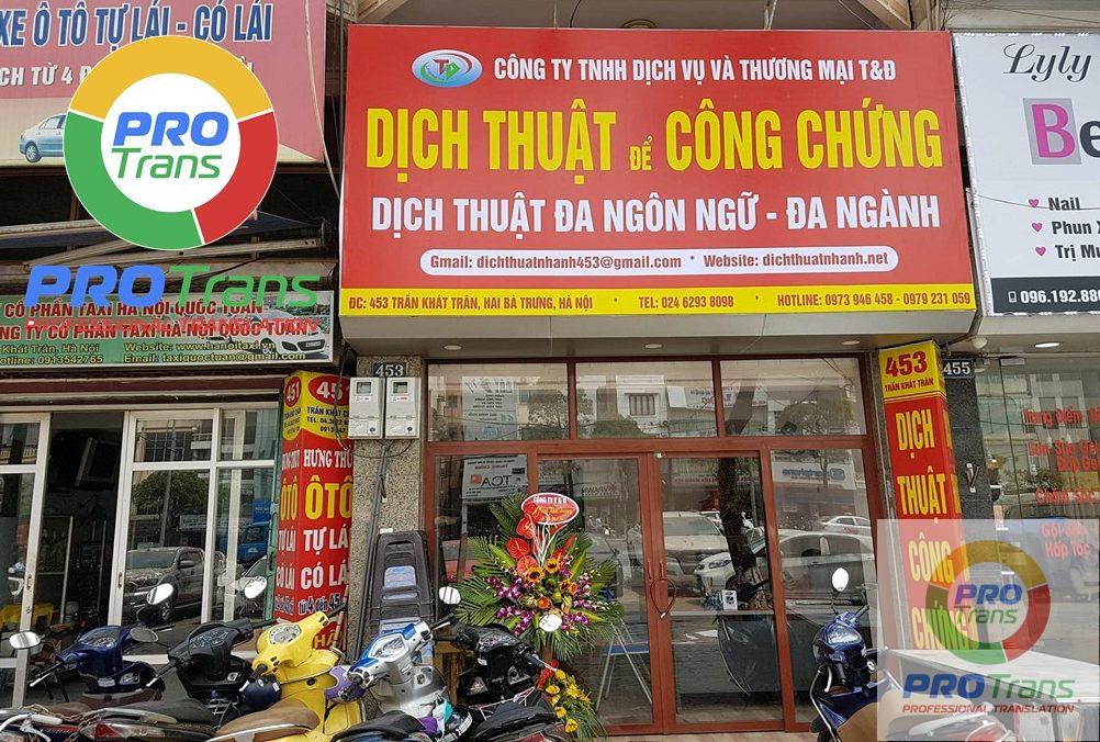 Dịch thuật T&Đ tại Quận Hoàng Mai