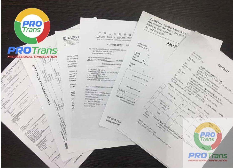 Các loại giấy tờ dịch thuật công chứng