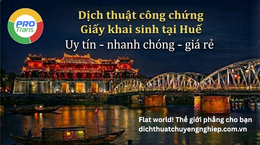 Dịch thuật công chứng Giấy khai sinh tại Huế - PROTRANS