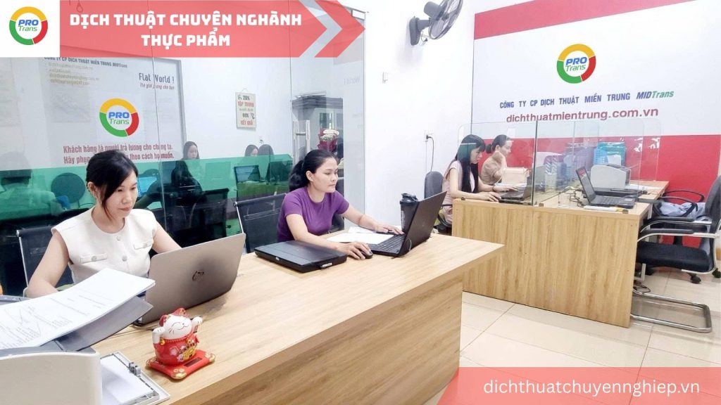 Dịch thuật chuyên ngành Công nghệ thực phẩm tại Bình Dương - PROTRANS