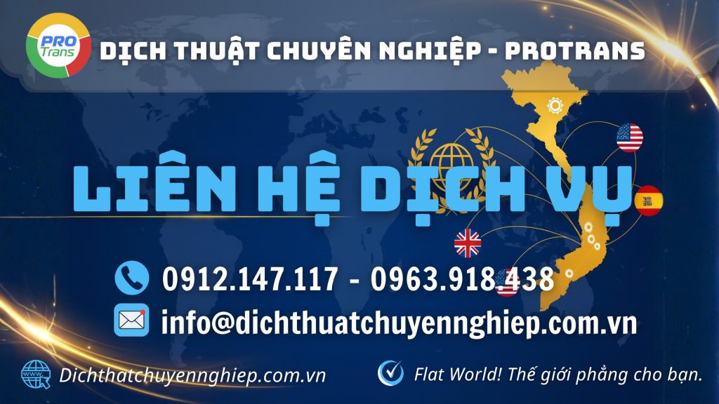 Thông tin liên hệ dịch thuật chuyên nghiệp PROTRANS.