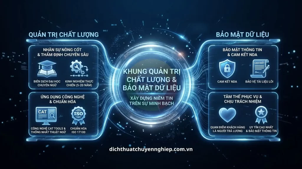 Sơ đồ hệ thống quản trị chất lượng và các trụ cột bảo mật thông tin nội bộ tại PROTRANS.