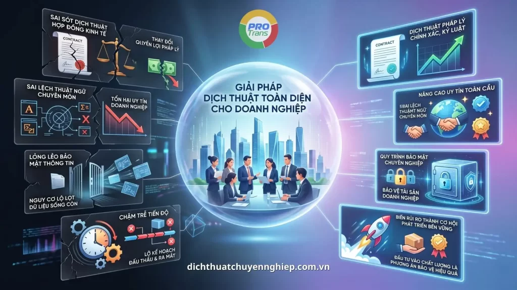 Rủi ro sai lệch thuật ngữ pháp lý khi chọn đơn vị thiếu kinh nghiệm dịch thuật cho doanh nghiệp.