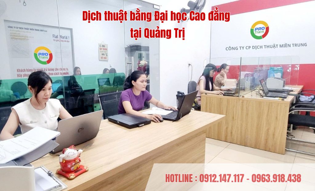 Dịch thuật bằng Đại học Cao đẳng tại Quảng Trị chuẩn form hồ sơ du học và xuất khẩu lao động.