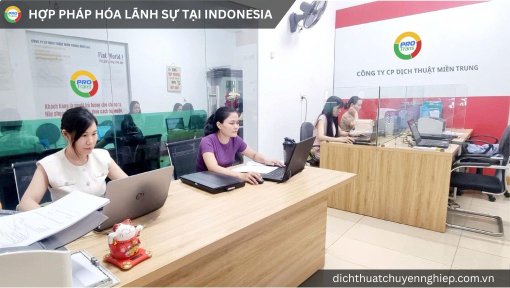 Chuyen vien PROTRANS dang ho tro khach hang kiem tra ho so hop phap hoa lanh su tai indonesia