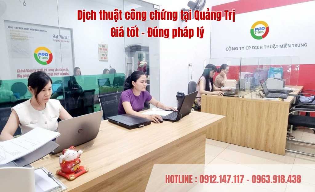 Dịch thuật công chứng tại Quảng Trị hỗ trợ dịch hồ sơ, giấy tờ nhanh chóng, chính xác, giá tốt. Bản dịch đúng pháp lý, phù hợp nhiều nhu cầu sử dụng.