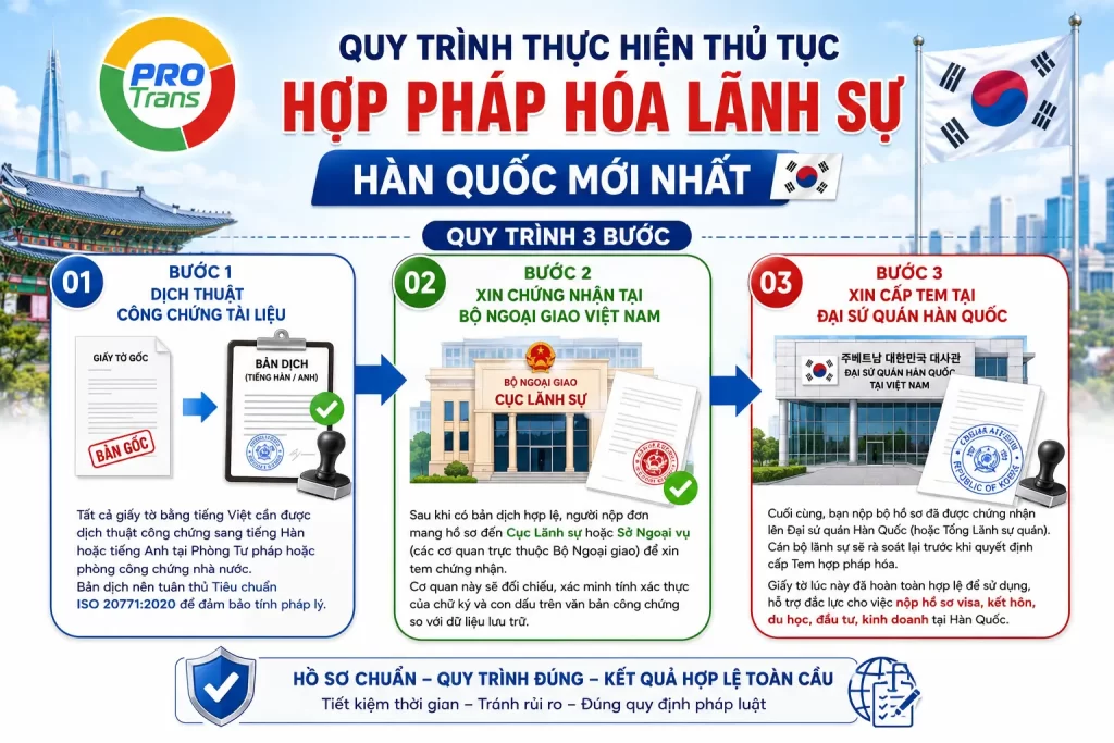 Sơ đồ 3 bước thực hiện thủ tục hợp pháp hóa lãnh sự Nhật Bản tại Bộ Ngoại giao và Đại sứ quán.
