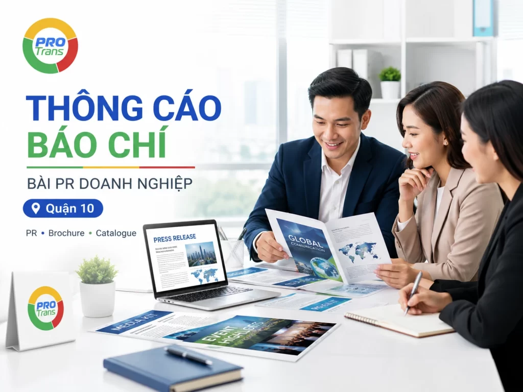 Dịch thông cáo báo chí tại Quận 10 giúp doanh nghiệp chuẩn hóa thông điệp truyền thông quốc tế.