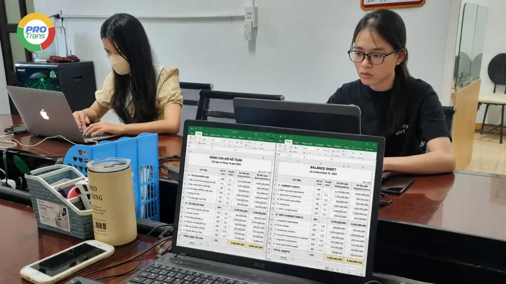 Bảng biểu tài chính đa ngôn ngữ được giữ nguyên vẹn cấu trúc trên Excel.