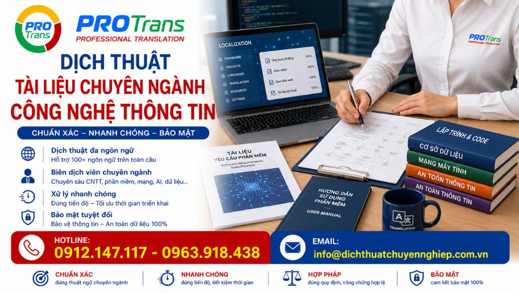 PROTRANS cam kết chính xác, nhanh chóng và bảo mật trong dịch thuật tài liệu chuyên ngành CNTT 