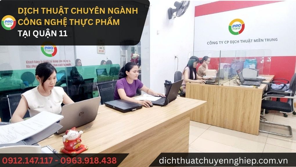 Dịch thuật chuyên ngành Công nghệ thực phẩm tại Quận 11 - PROTRANS