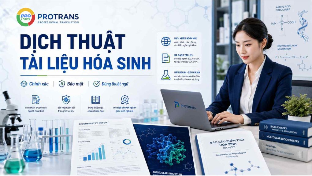 PROTRANS hỗ trợ Dịch thuật tài liệu Hóa Sinh tại Quận 12, tiếp nhận tài liệu dược lý học, hồ sơ bệnh án và tài liệu an toàn hóa chất MSDS.