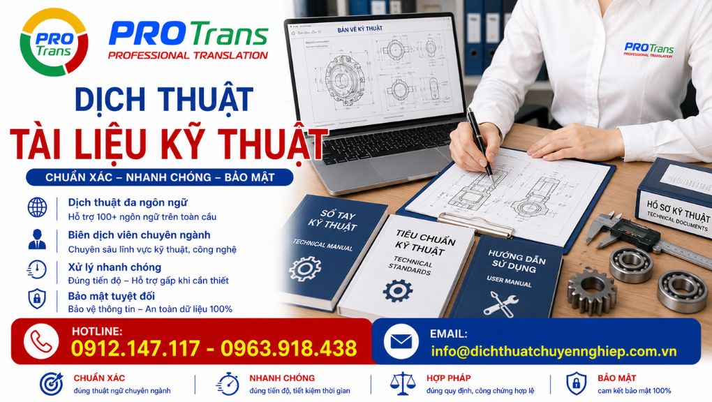 PROTRANS cam kết chính xác, nhanh chóng và bảo mật trong dịch thuật tài liệu kỹ thuật