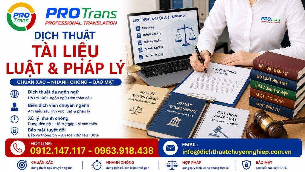 PROTRANS cam kết chính xác, nhanh chóng và bảo mật trong dịch thuật tài liệu Luật & Pháp Lý