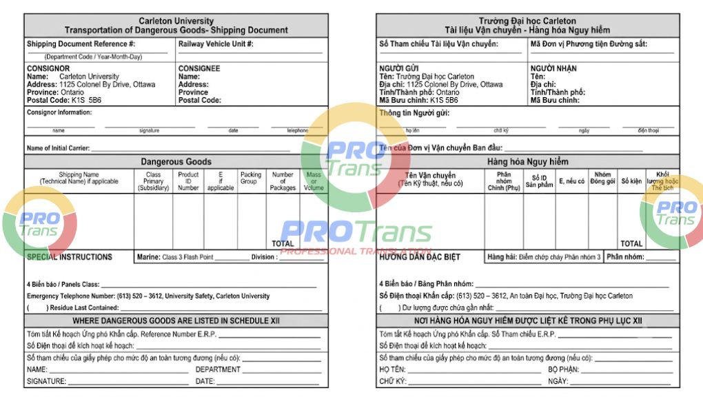 Mẫu dịch thuật tài liệu Vận Tải Logistics của khách hàng tại Quận 9