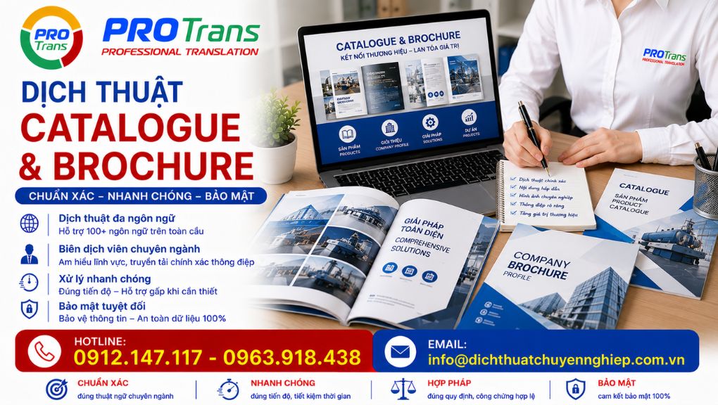 PROTRANS cam kết chính xác, nhanh chóng và bảo mật trong dịch thuật Catalogue & brochure 