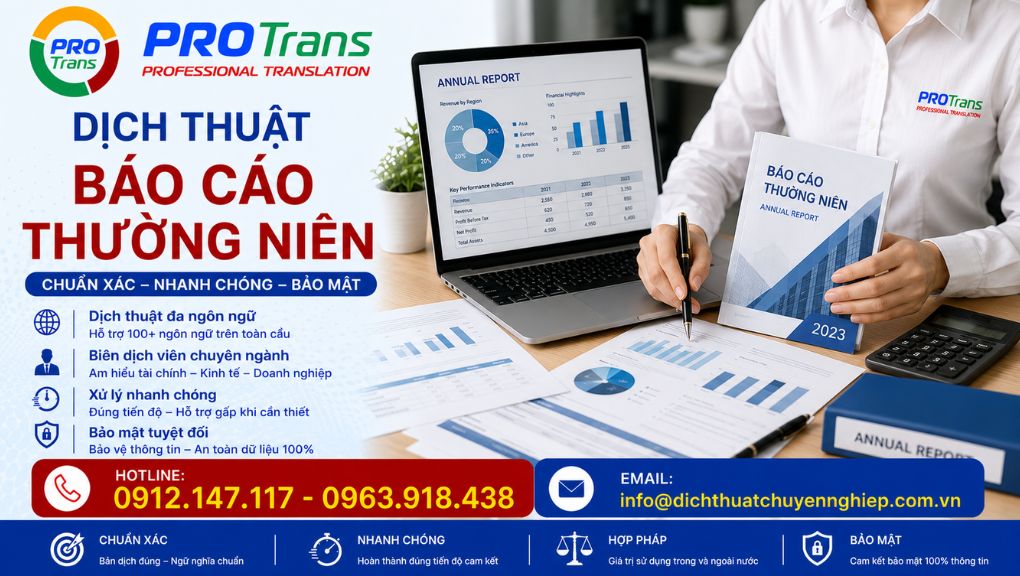 PROTRANS cam kết chính xác, nhanh chóng và bảo mật trong dịch thuật Báo cáo thường niên 
