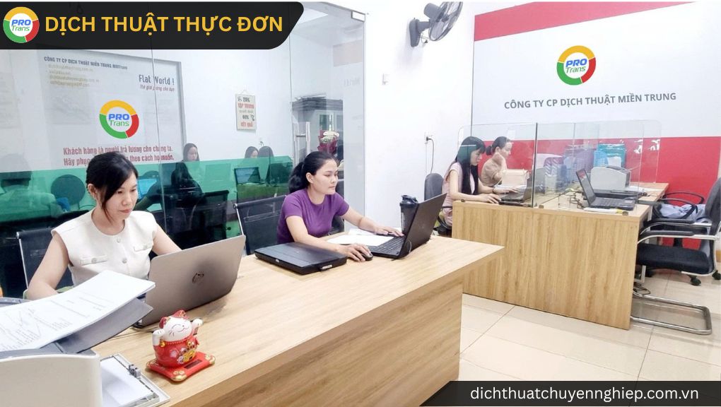 Đội ngũ PROTRANS hỗ trợ Dịch thuật Thực đơn tại Quận 12, tư vấn chuyển ngữ menu phù hợp với thực khách quốc tế và nhu cầu sử dụng thực tế.