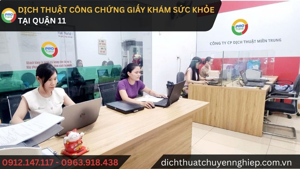 Dịch thuật công chứng Giấy khám sức khỏe tại Quận 11 - PROTRANS
