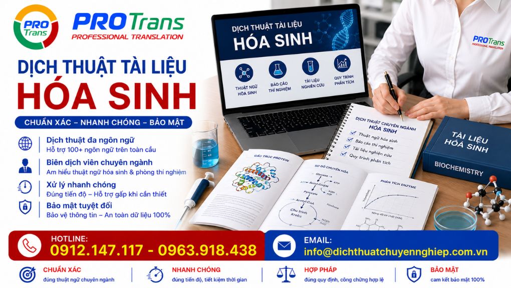PROTRANS cam kết chính xác, nhanh chóng và bảo mật trong dịch thuật tài liệu Hóa Sinh