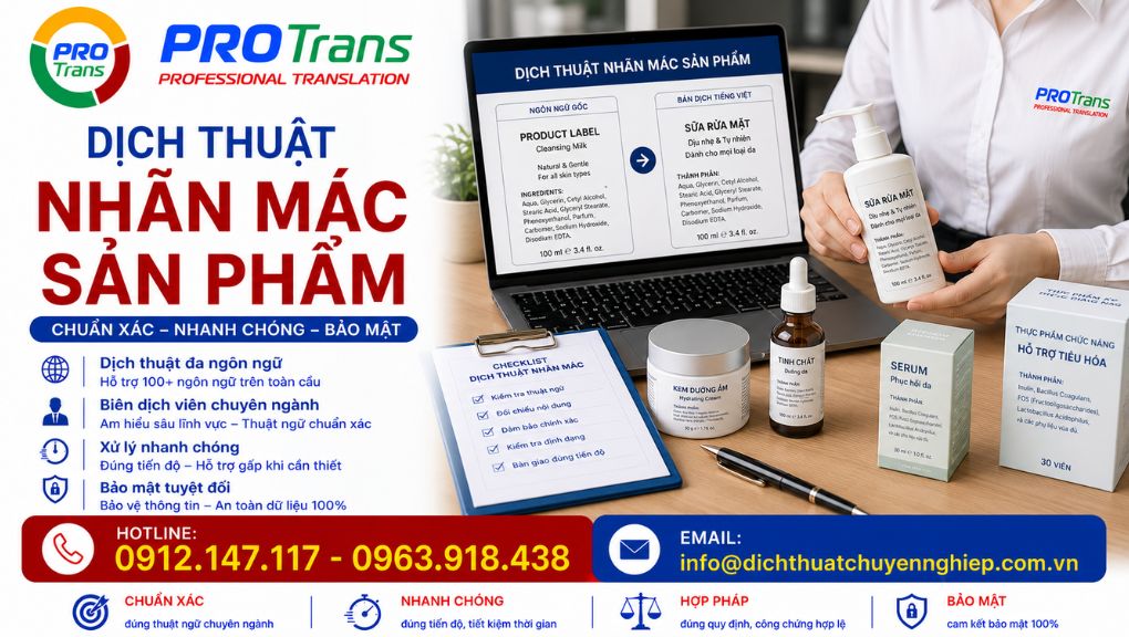 PROTRANS cam kết chính xác, nhanh chóng và bảo mật trong dịch thuật Nhãn mác sản phẩm