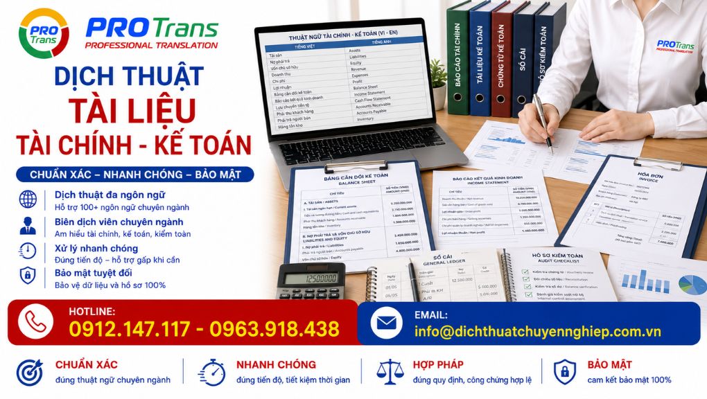 PROTRANS cam kết chính xác, nhanh chóng và bảo mật trong dịch thuật tài liệu Tài chính - Kế toán 